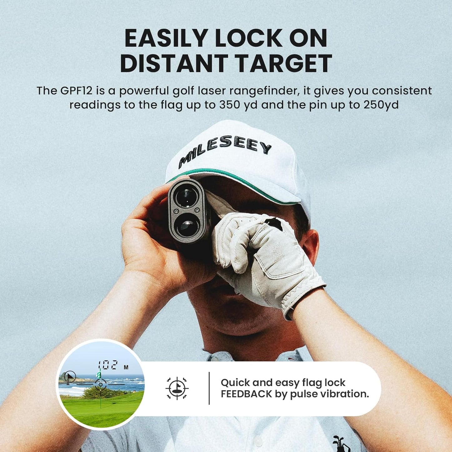 Mileseey GPF12 Golf Rangefinder with Magnetic Strip.