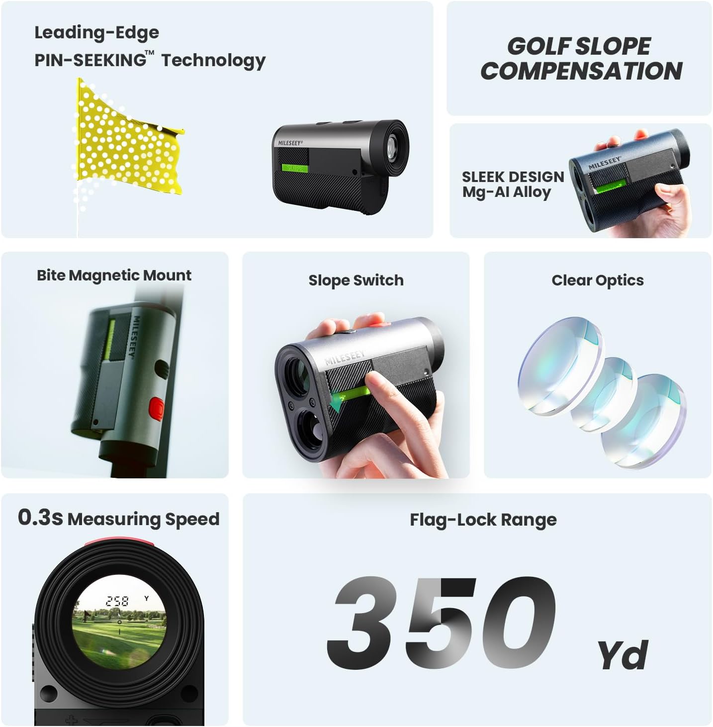 Mileseey GPF12 Golf Rangefinder with Magnetic Strip.