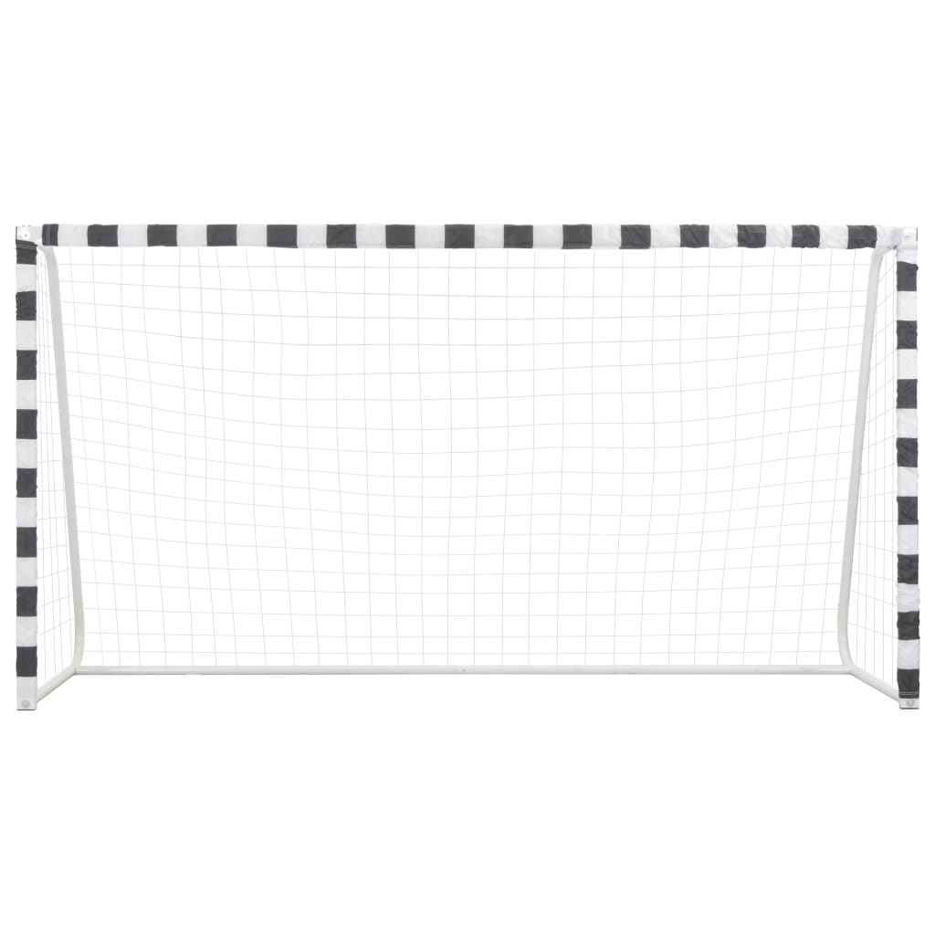 vidaXL Soccer Goal Training Soccer Net Practice Net Metal Black and White-2