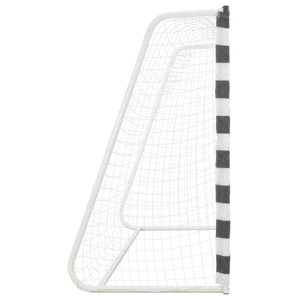 vidaXL Soccer Goal Training Soccer Net Practice Net Metal Black and White-3