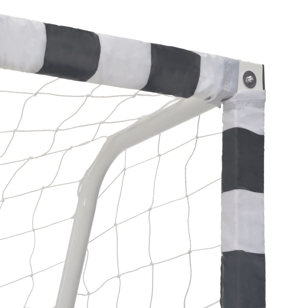vidaXL Soccer Goal Training Soccer Net Practice Net Metal Black and White-4