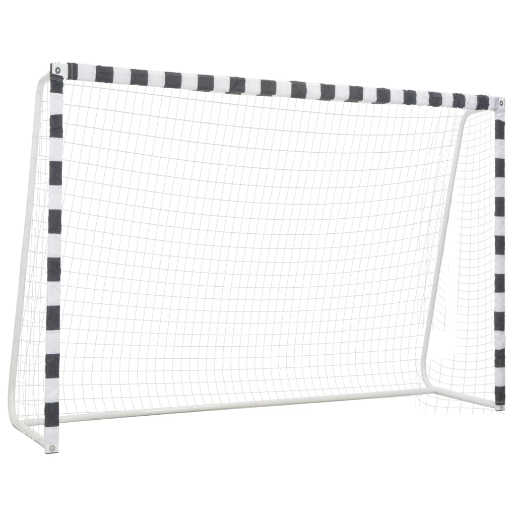 vidaXL Soccer Goal Training Soccer Net Practice Net Metal Black and White-6