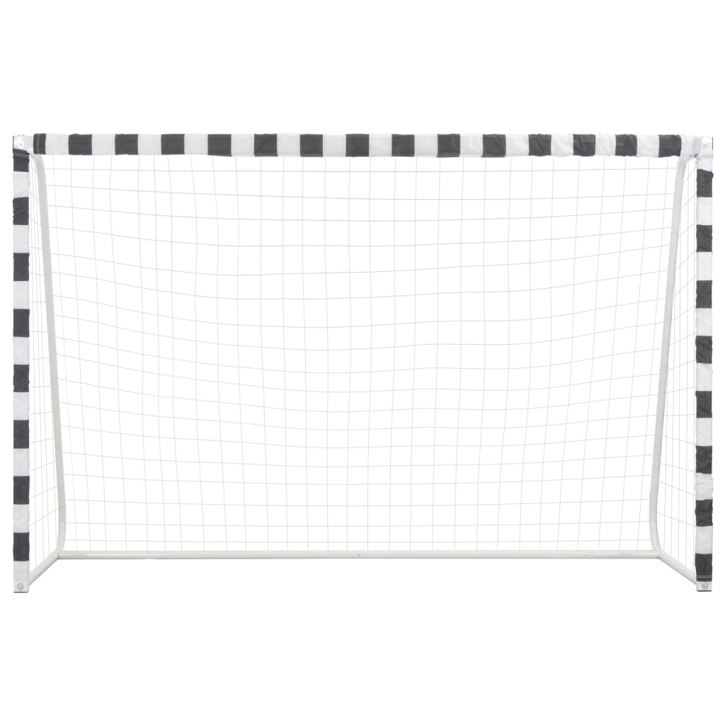 vidaXL Soccer Goal Training Soccer Net Practice Net Metal Black and White-7