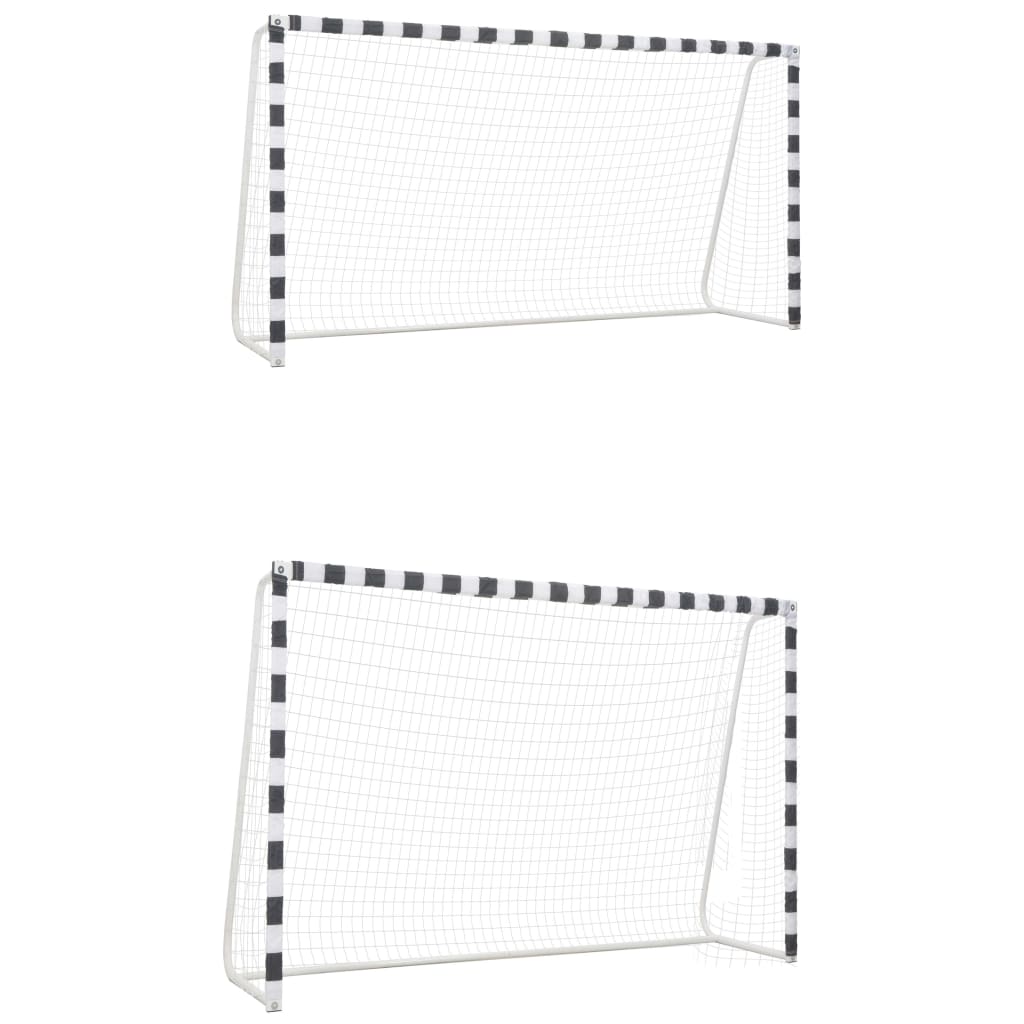 vidaXL Soccer Goal Training Soccer Net Practice Net Metal Black and White-1
