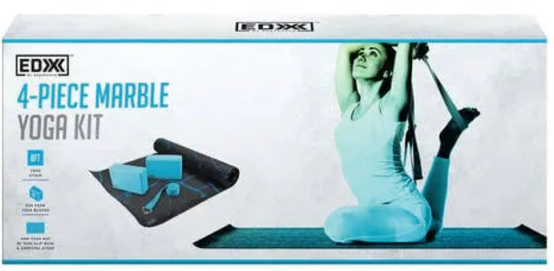 Endurance 4 Piece Marble Blue Yoga Kit